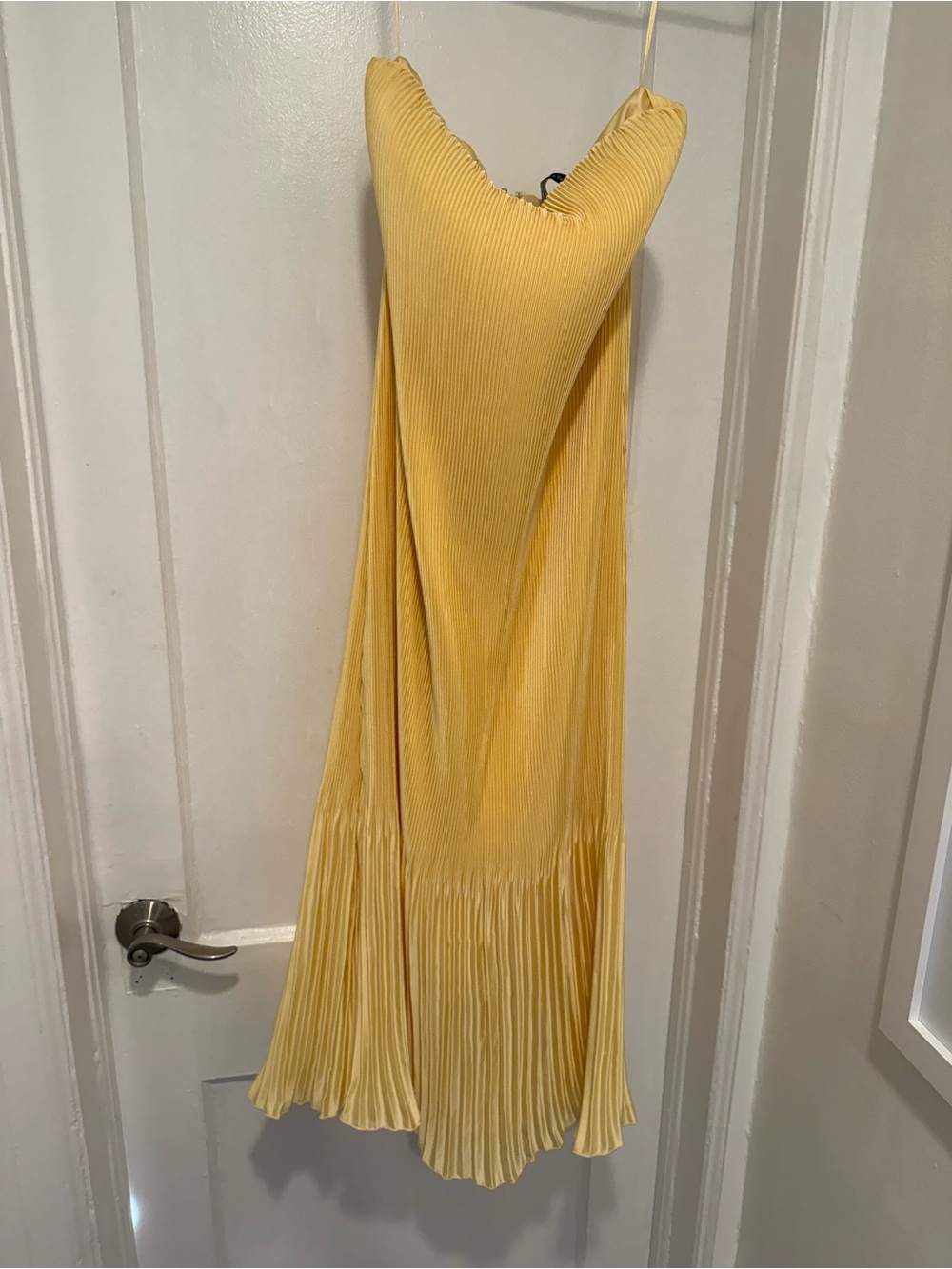 Abercrombie & Fitch Mustard Yellow Strapless Pleated Slip Dress